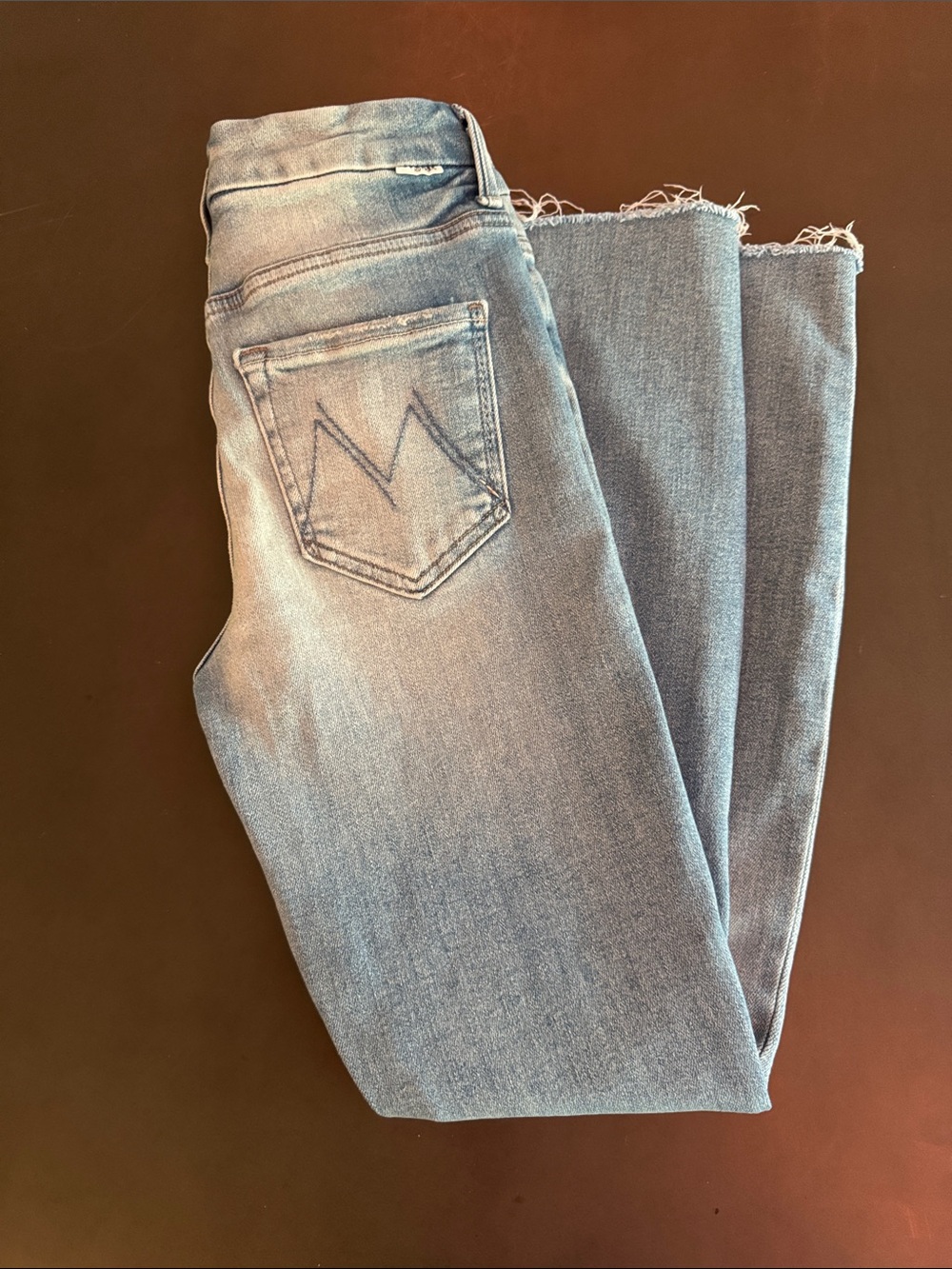 MOTHER Light Blue Skinny Jeans with Raw Hem